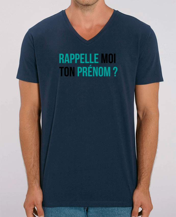 Men V-Neck T-shirt Stanley Presenter Rappelle moi ton prénom ? by tunetoo