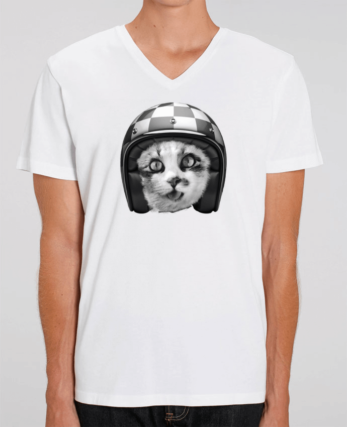 Men V-Neck T-shirt Stanley Presenter Biker cat by justsayin