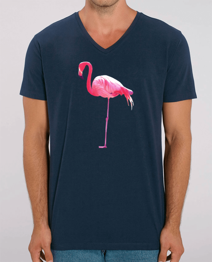 Tee Shirt Homme Col V Stanley PRESENTER Flamant rose by justsayin