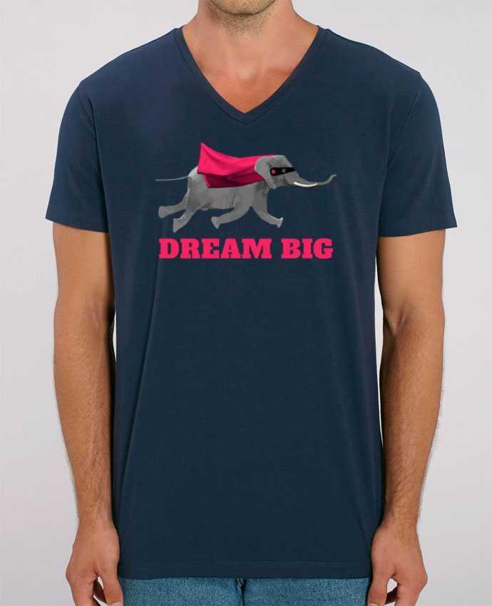 Tee Shirt Homme Col V Stanley PRESENTER Dream big éléphant by justsayin