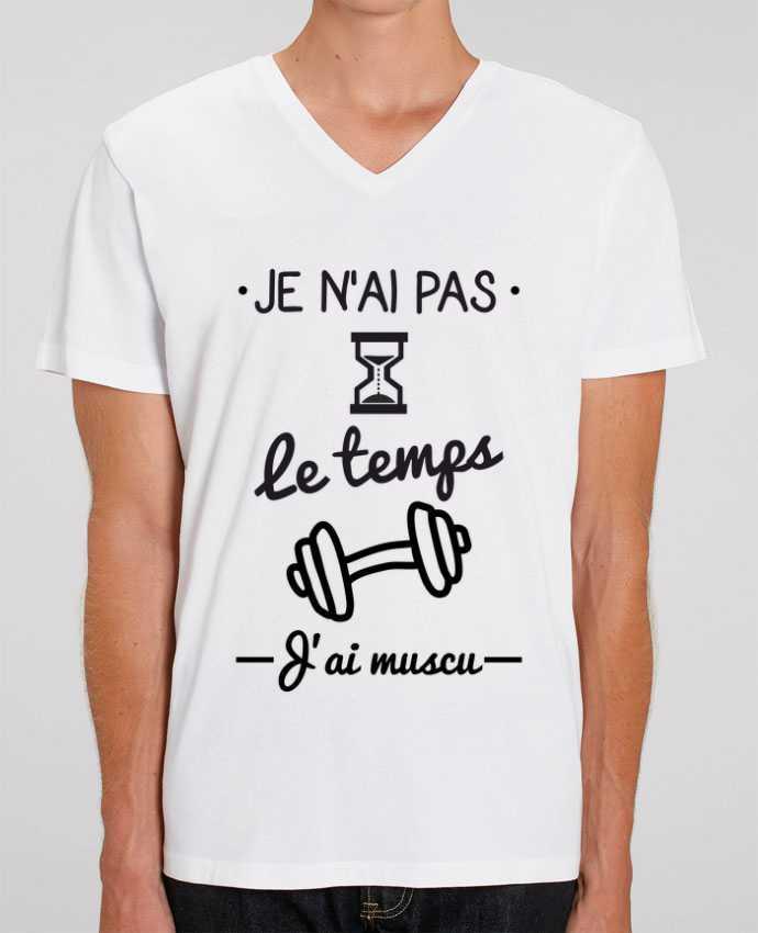 Men V-Neck T-shirt Stanley Presenter Pas le temps, j'ai muscu, tee shirt musculation by Benichan