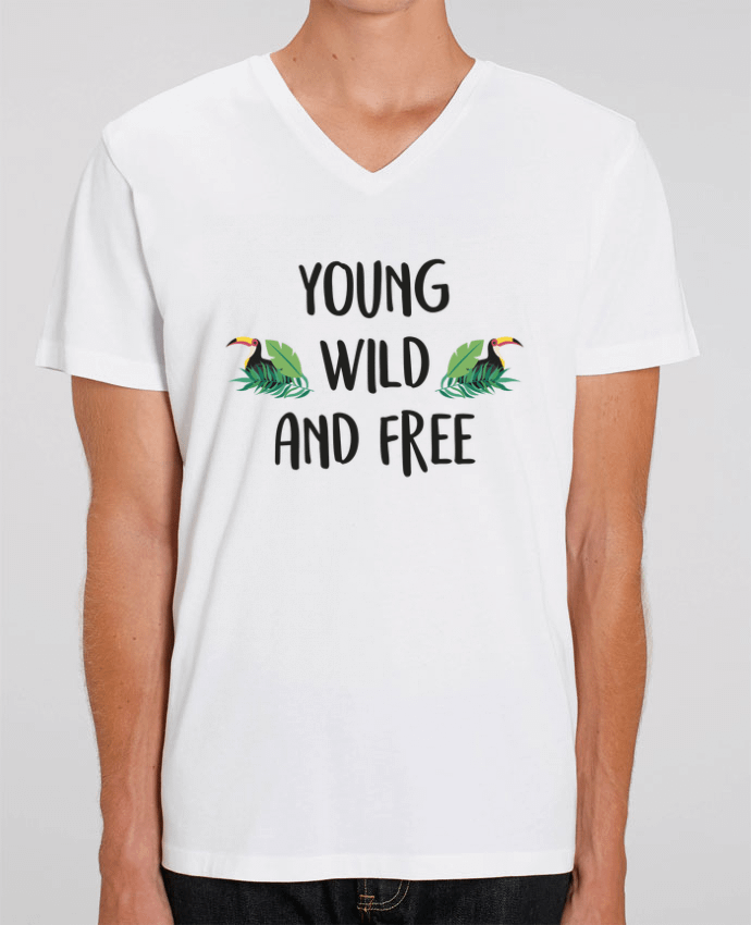 Tee Shirt Homme Col V Stanley PRESENTER Young, Wild and Free by IDÉ'IN