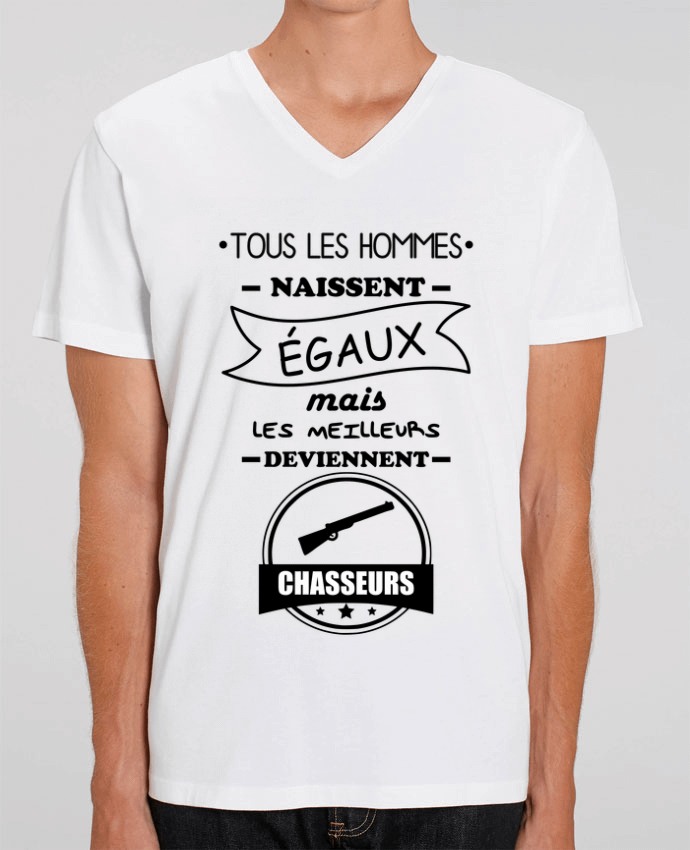 Camiseta Hombre Cuello V Stanley PRESENTER Tous les hommes ... les meilleurs deviennent chasseurs,chasseur,chasse por Benichan