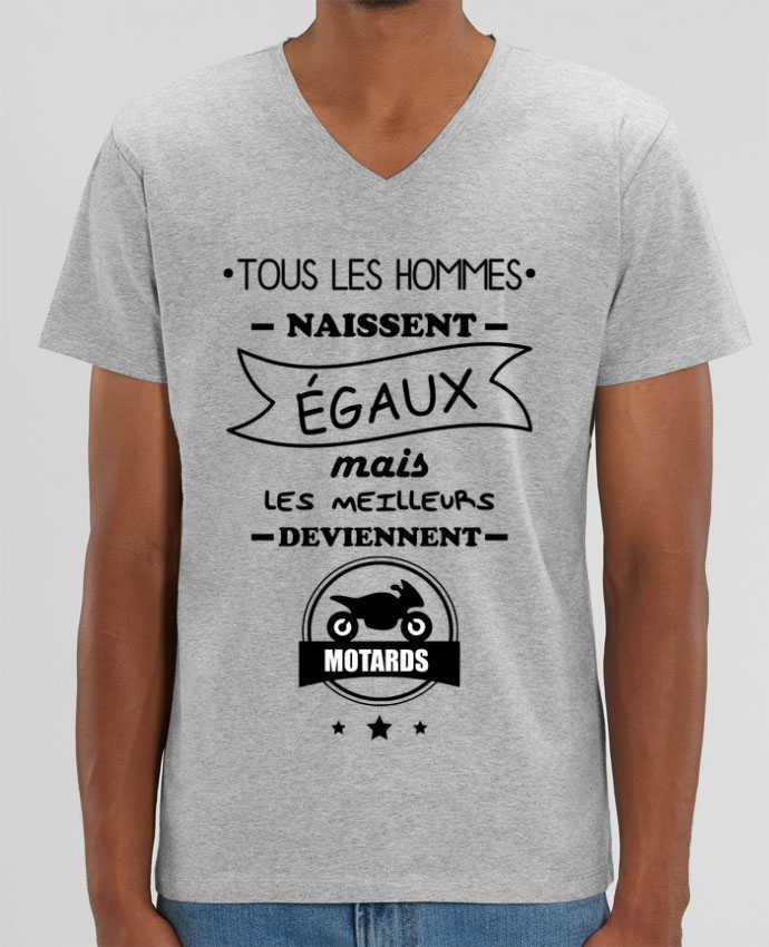 Camiseta Hombre Cuello V Stanley PRESENTER Tous les hommes ... les meilleurs deviennent motard, moto por Benichan