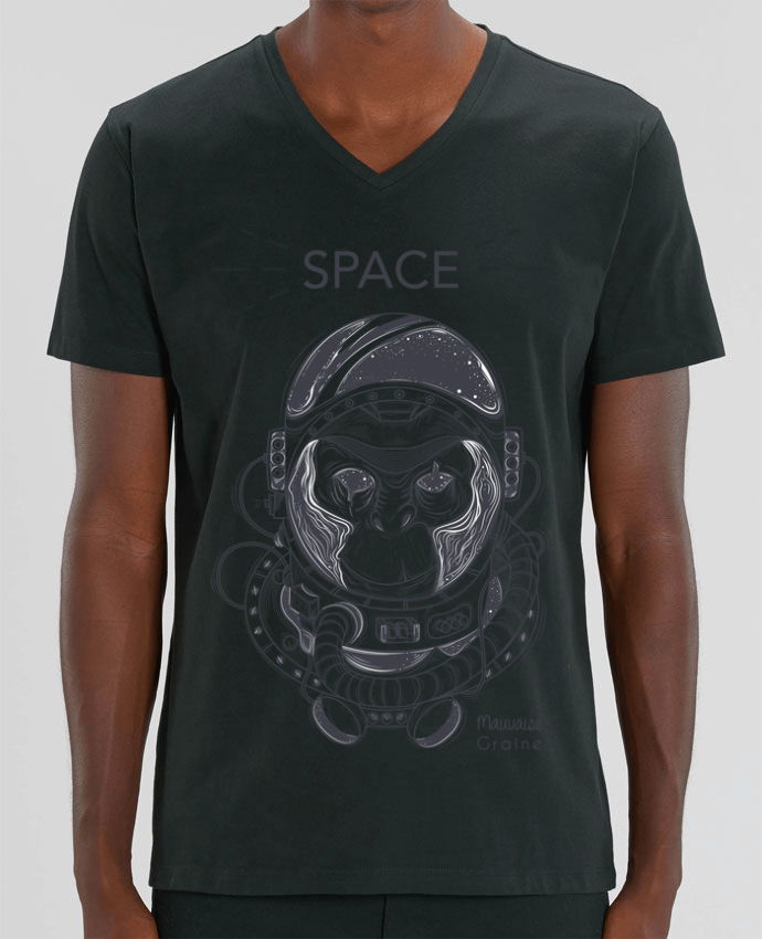 Tee Shirt Homme Col V Stanley PRESENTER Monkey space by Mauvaise Graine