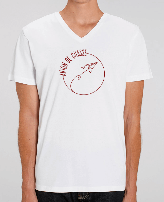 Men V-Neck T-shirt Stanley Presenter Avion de Chasse - Rouge by AkenGraphics