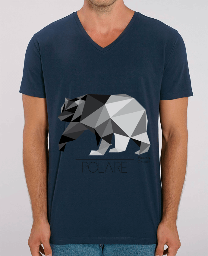 Tee Shirt Homme Col V Stanley PRESENTER Ours polaire origami by Mauvaise Graine