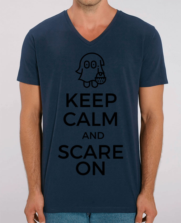 Men V-Neck T-shirt Stanley Presenter Keep Calm and Scare on Ghost by tunetoo