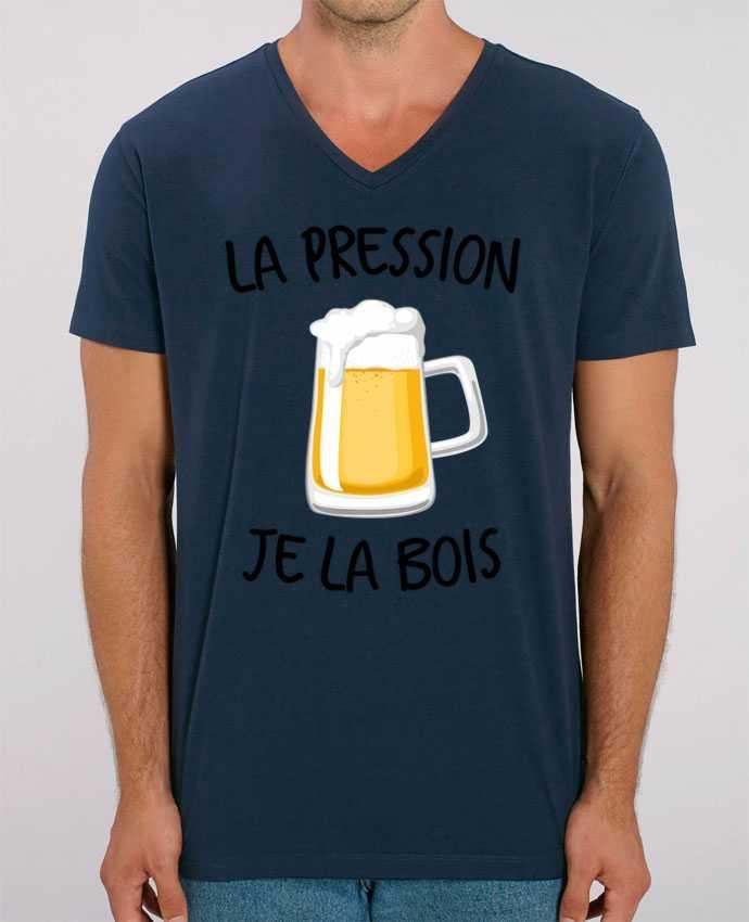 Tee Shirt Homme Col V Stanley PRESENTER La pression je la bois by FRENCHUP-MAYO