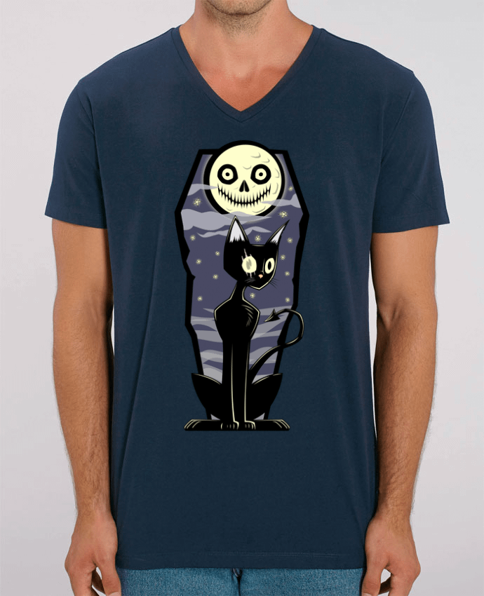 Camiseta Hombre Cuello V Stanley PRESENTER Coffin Cat por SirCostas