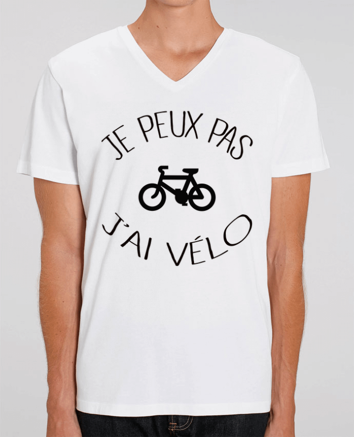 Tee Shirt Homme Col V Stanley PRESENTER Je peux pas j'ai vélo by Freeyourshirt.com