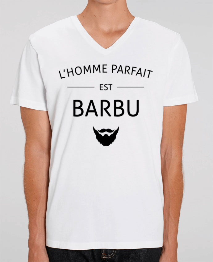 Men V-Neck T-shirt Stanley Presenter L'homme byfait est barbu by La boutique de Laura