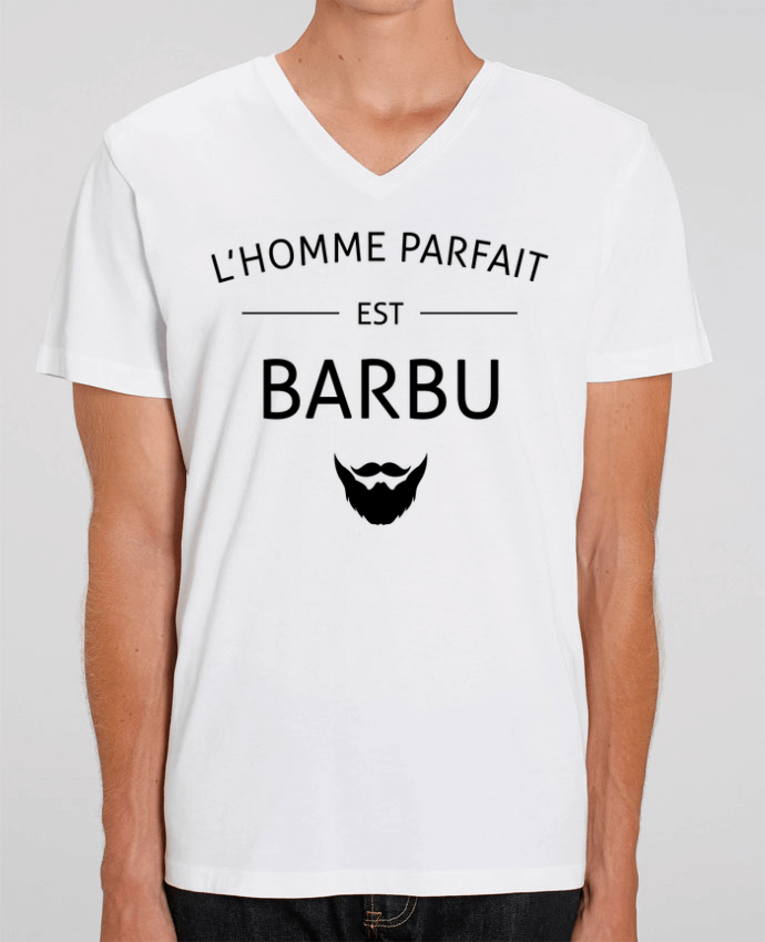 Tee Shirt Homme Col V Stanley PRESENTER L'homme byfait est barbu by La boutique de Laura