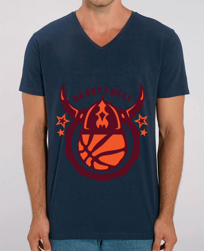 Tee Shirt Homme Col V Stanley PRESENTER basketball casque viking logo sport club by Achille