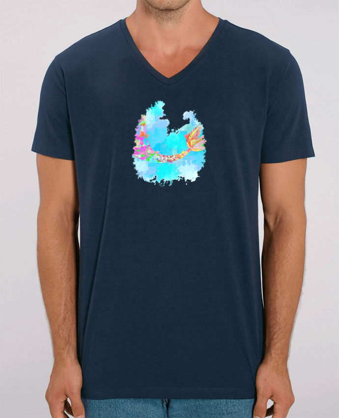 Camiseta Hombre Cuello V Stanley PRESENTER Watercolor Mermaid por PinkGlitter