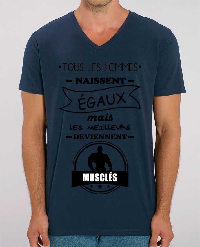 Men V-Neck T-shirt Stanley Presenter Tous les hommes naissent égaux mais les meilleurs deviennent musclés, musclé, musculat