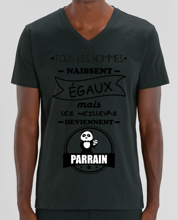 Camiseta Hombre Cuello V Stanley PRESENTER Tous les hommes naissent égaux mais les meilleurs deviennent porrain, porrains por Ben