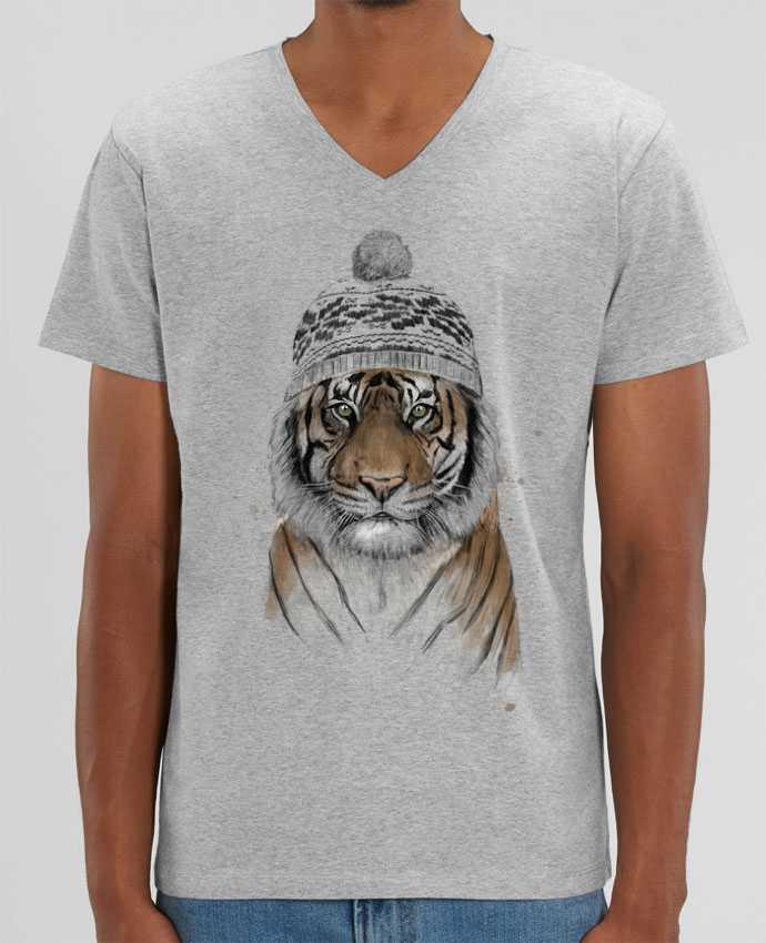 Camiseta Hombre Cuello V Stanley PRESENTER Siberian tiger por Balàzs Solti