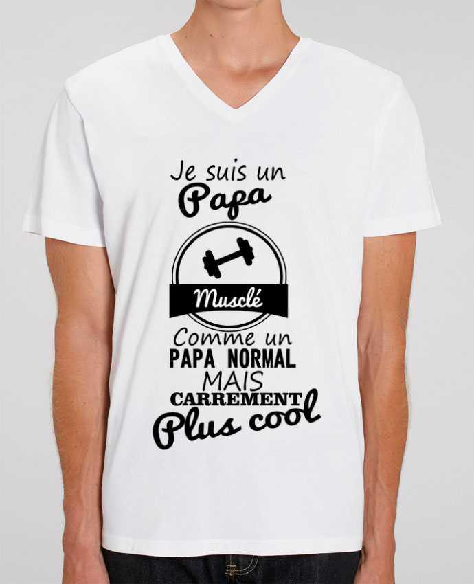 Men V-Neck T-shirt Stanley Presenter Je suis un papa musclé comme un papa normal mais carrément plus cool by Benichan