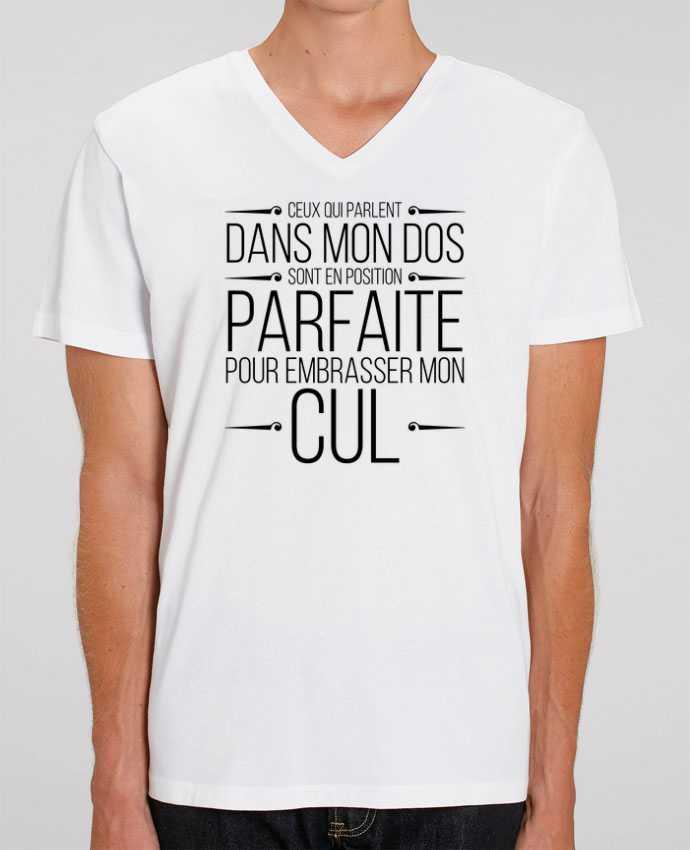 Tee Shirt Homme Col V Stanley PRESENTER Ceux qui bylent dans mon dos by justsayin