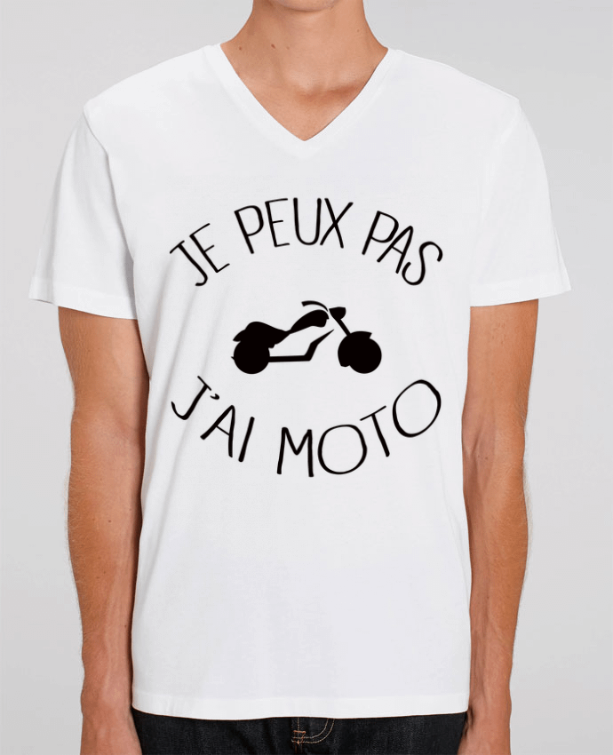 Men V-Neck T-shirt Stanley Presenter Je Peux Pas J'ai Moto by Freeyourshirt.com