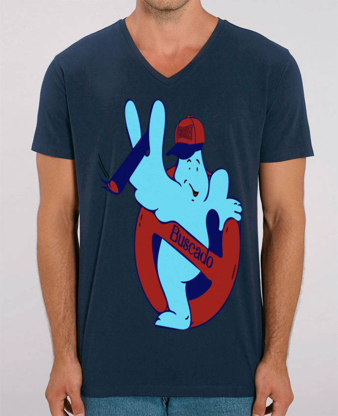Men V-Neck T-shirt Stanley Presenter Buscado blue by David