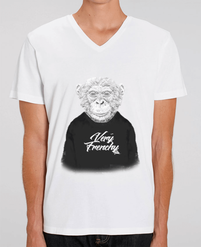 Tee Shirt Homme Col V Stanley PRESENTER Monkey Very Frenchy by Bellec