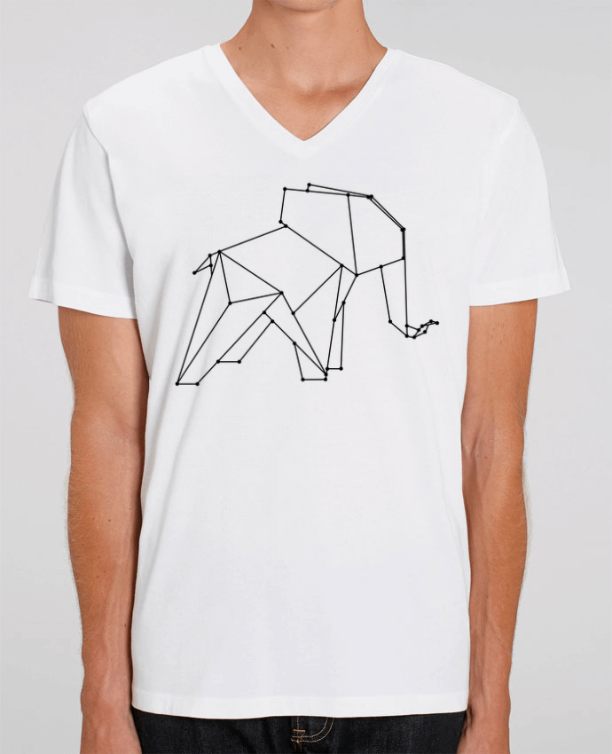 Tee Shirt Homme Col V Stanley PRESENTER Origami elephant by /wait-design