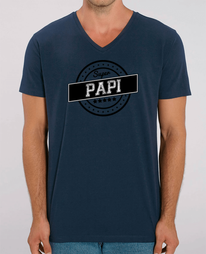 Tee Shirt Homme Col V Stanley PRESENTER Super papi by justsayin