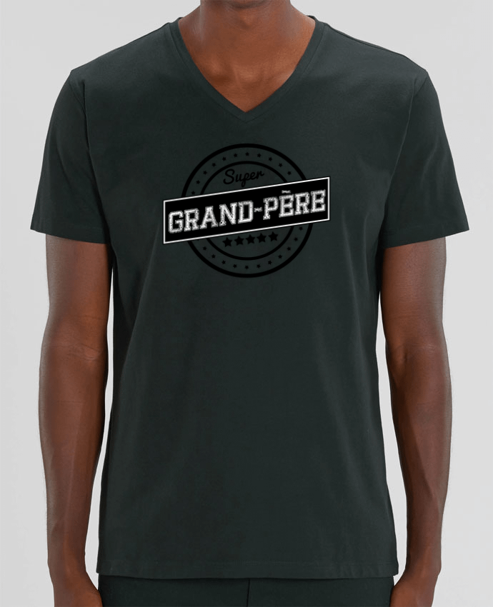 Tee Shirt Homme Col V Stanley PRESENTER Super grand-père by justsayin