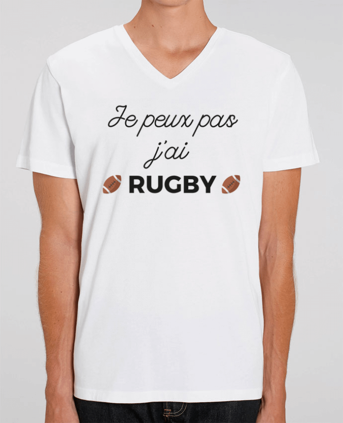 Men V-Neck T-shirt Stanley Presenter Je peux pas j'ai Rugby by Ruuud