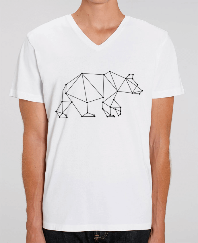 Men V-Neck T-shirt Stanley Presenter Bear origami by /wait-design