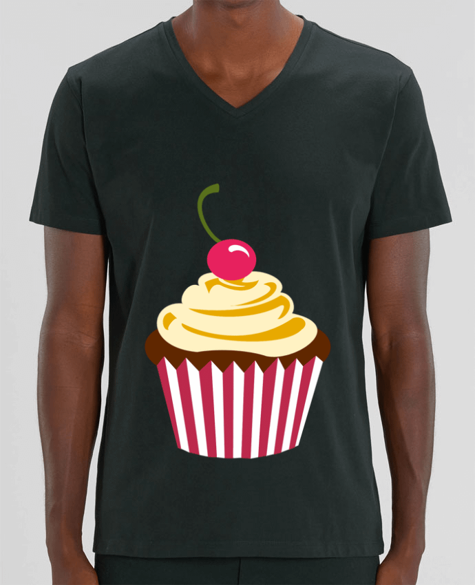 Men V-Neck T-shirt Stanley Presenter Cupcake by Crazy-Patisserie.com