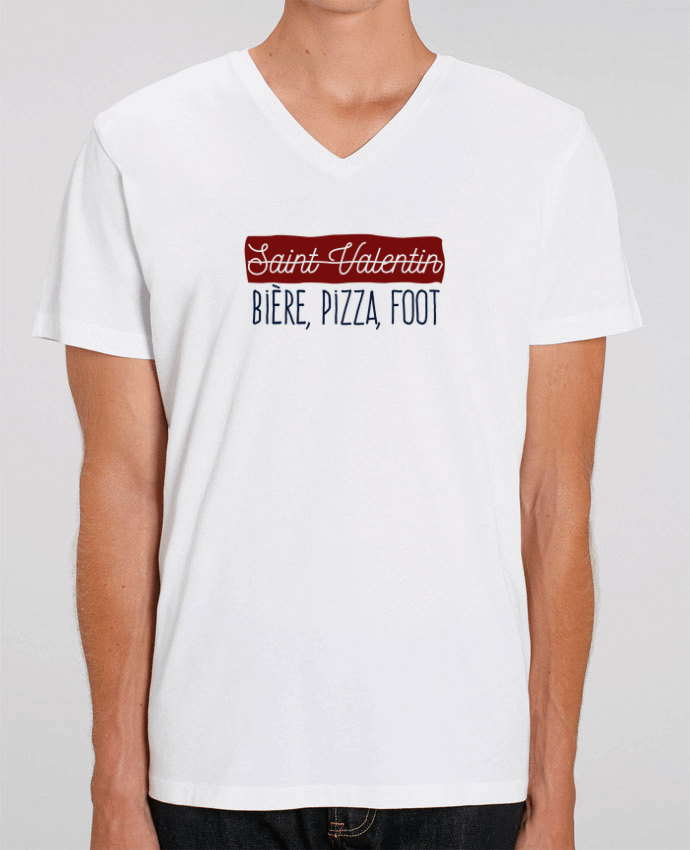 Tee Shirt Homme Col V Stanley PRESENTER Saint Valentin | Bière Pizza Foot | n°1 by AkenGraphics