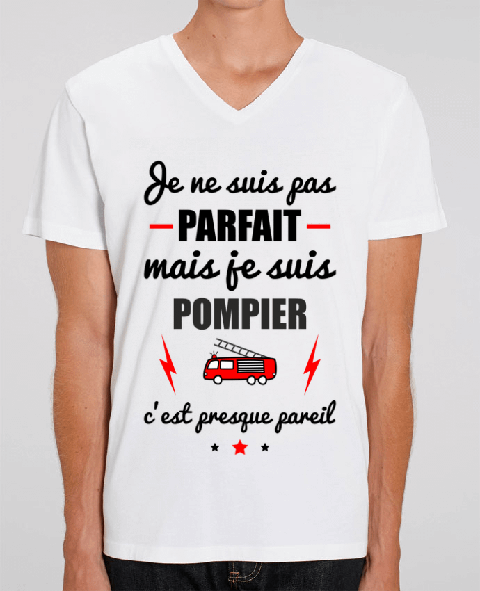 T-shirt homme Je ne suis pas parfait mais je suis pompier c'est presque pareil par Benichan