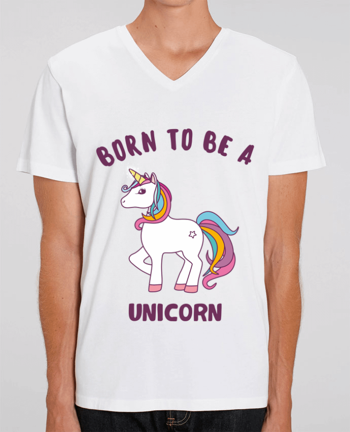 Men V-Neck T-shirt Stanley Presenter Born to be a unicorn by Bichette