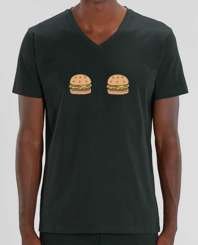 Tee Shirt Homme Col V Stanley PRESENTER Hamburger by Bichette