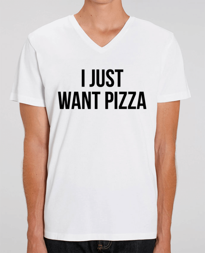 Men V-Neck T-shirt Stanley Presenter I just want pizza by Bichette