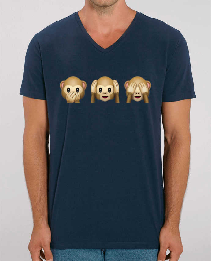 Men V-Neck T-shirt Stanley Presenter Three monkeys by Bichette