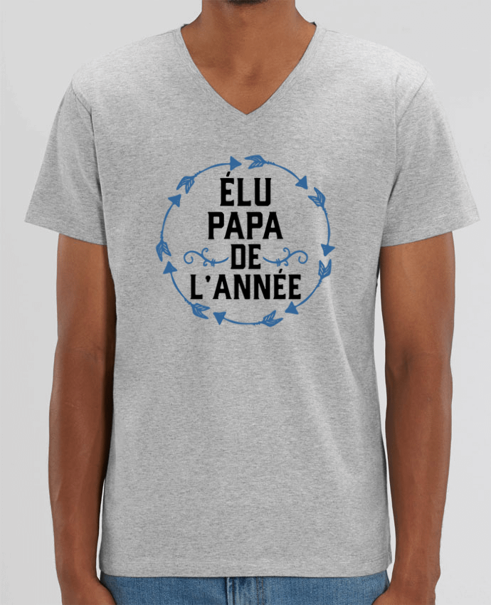 Tee Shirt Homme Col V Stanley PRESENTER Élu papa de l'année cadeau