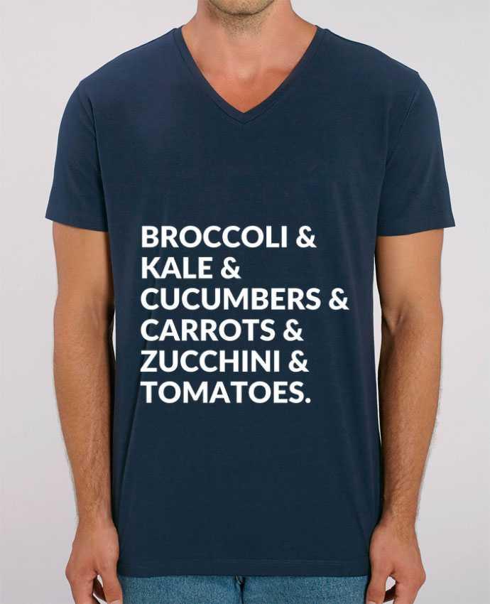 Tee Shirt Homme Col V Stanley PRESENTER Broccoli & Kale & Cucumbers & Carrots & Zucchini & Tomatoes by Bichette