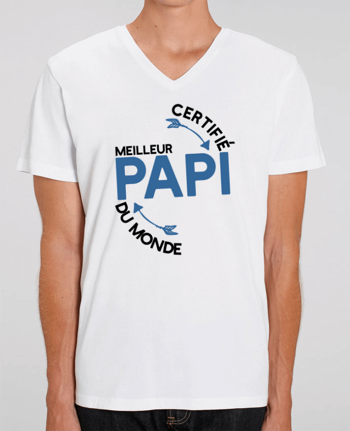 Men V-Neck T-shirt Stanley Presenter Certifié meilleur papi cadeau by Original t-shirt