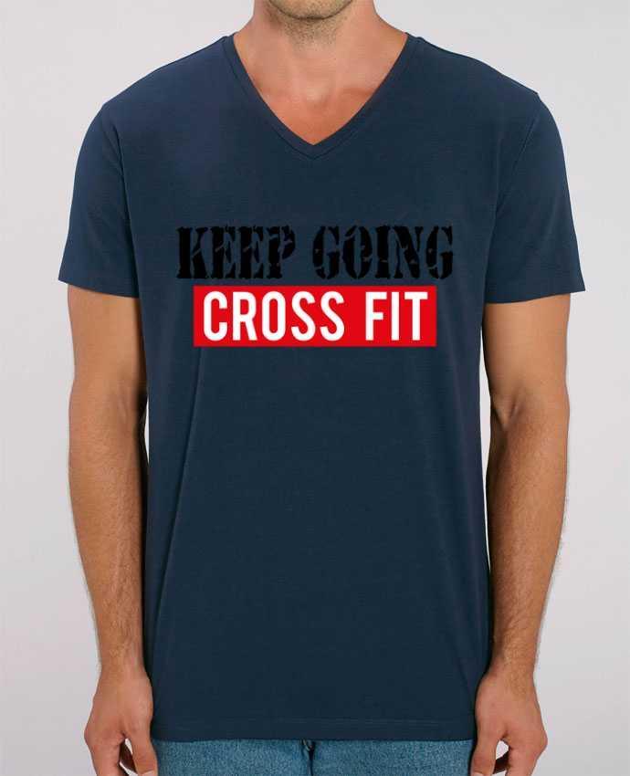 Men V-Neck T-shirt Stanley Presenter Keep going ! Crossfit by tunetoo