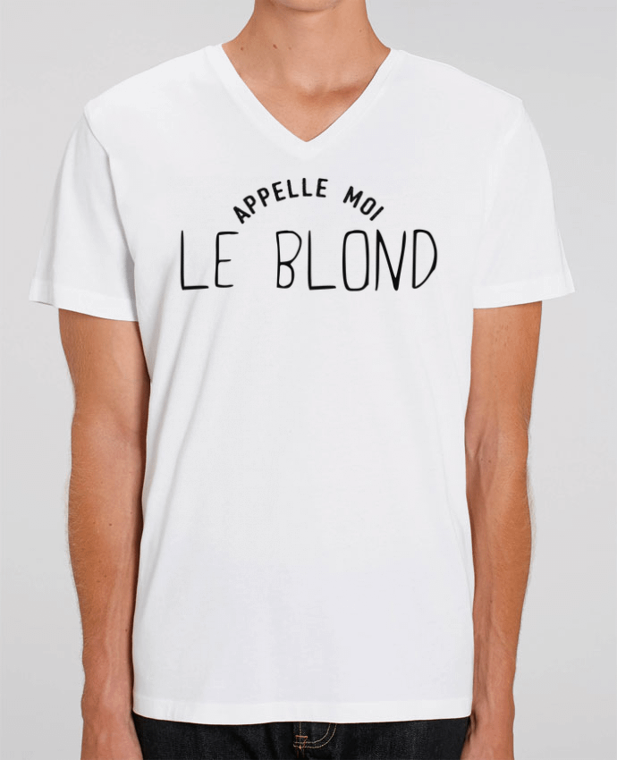 Men V-Neck T-shirt Stanley Presenter Appelle moi le blond by tunetoo