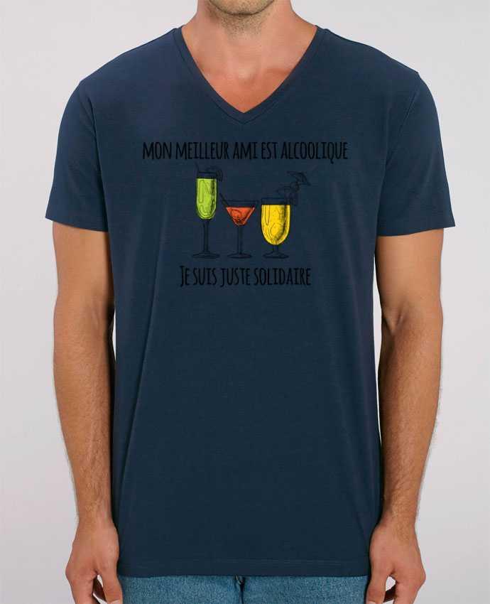 Men V-Neck T-shirt Stanley Presenter Mon meilleur ami est alcoolique et je suis juste solidaire by tunetoo