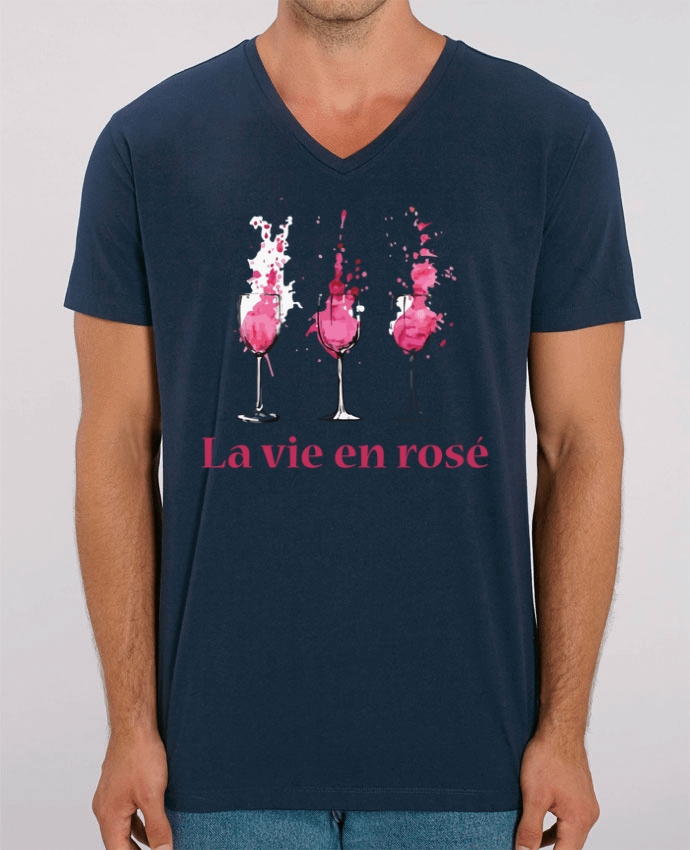 Tee Shirt Homme Col V Stanley PRESENTER La vie en rosé by tunetoo