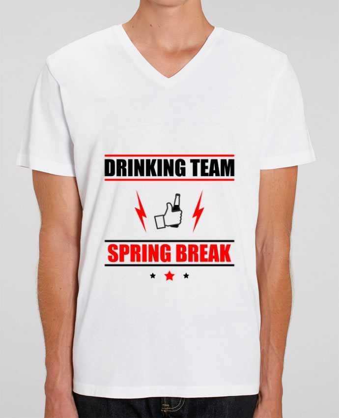 Tee Shirt Homme Col V Stanley PRESENTER Drinking Team Spring Break by Benichan