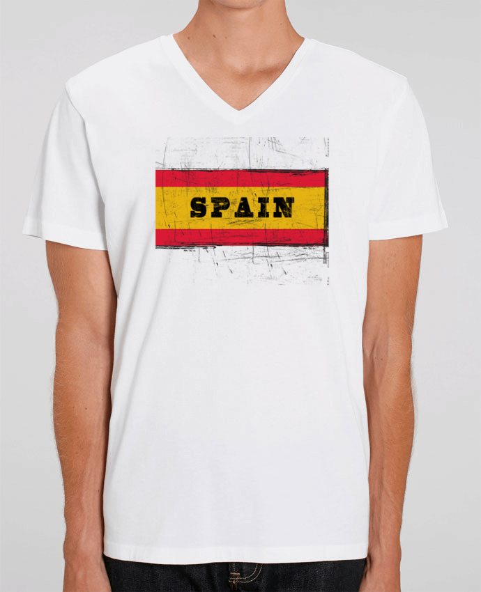 Men V-Neck T-shirt Stanley Presenter Drapeau espagnol by Les Caprices de Filles