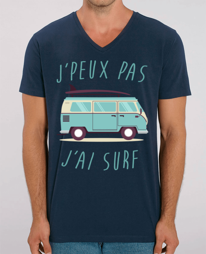 Tee Shirt Homme Col V Stanley PRESENTER Je peux pas j'ai surf by FRENCHUP-MAYO