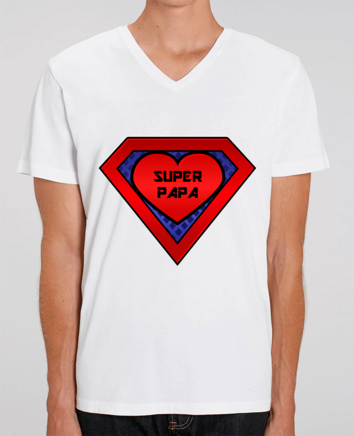 Tee Shirt Homme Col V Stanley PRESENTER Super papa by FRENCHUP-MAYO